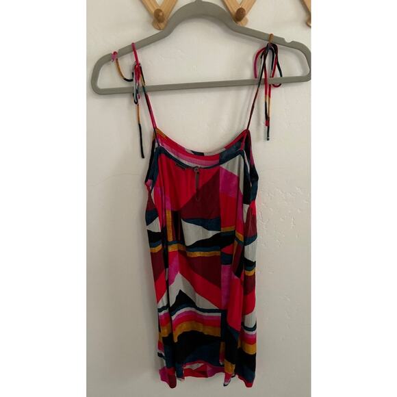 Billabong Dress Women's Medium Night Out Printed Mini Pink Spaghetti Straps - Picture 5 of 7